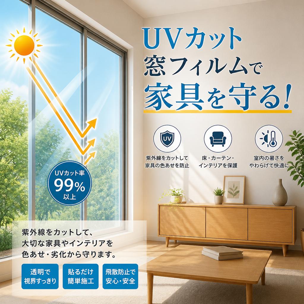 UVカット窓フィルムで家具を守る！