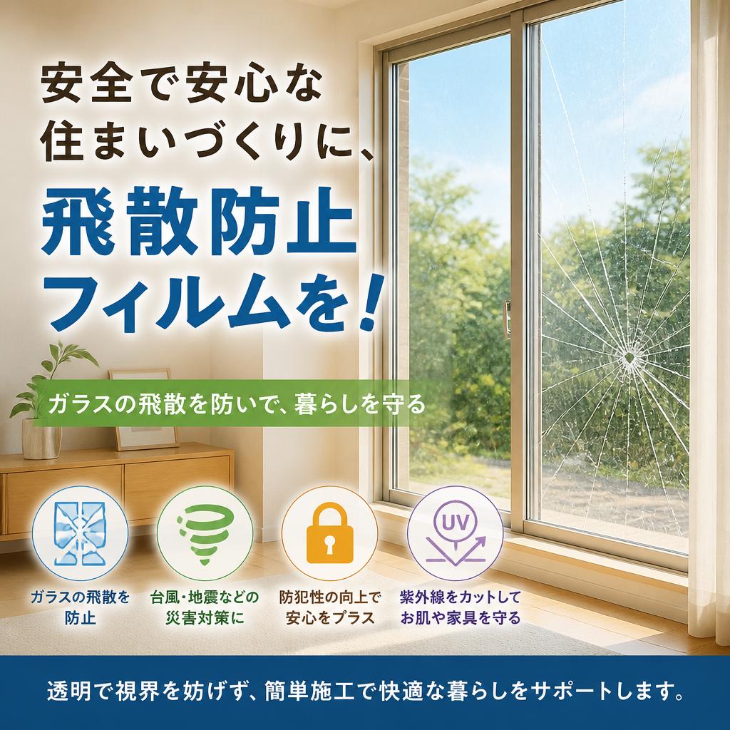 安全で安心な住まいづくりに、飛散防止フィルムを！