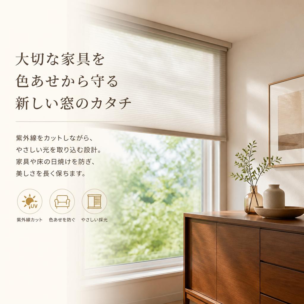 大切な家具を色あせから守る新しい窓のカタチ