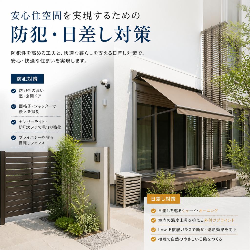 安心住空間を実現するための防犯・日差し対策