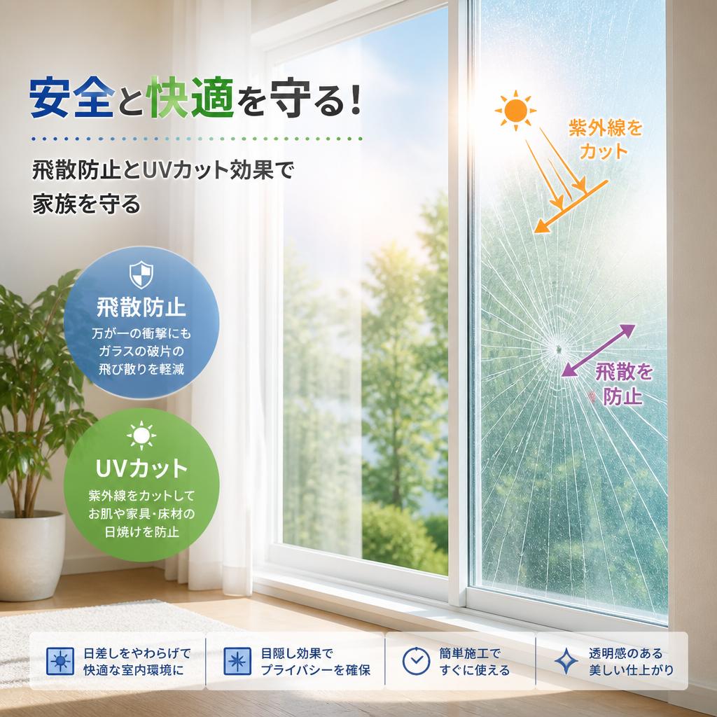 安全と快適を守る！飛散防止とUVカット効果で家族を守る