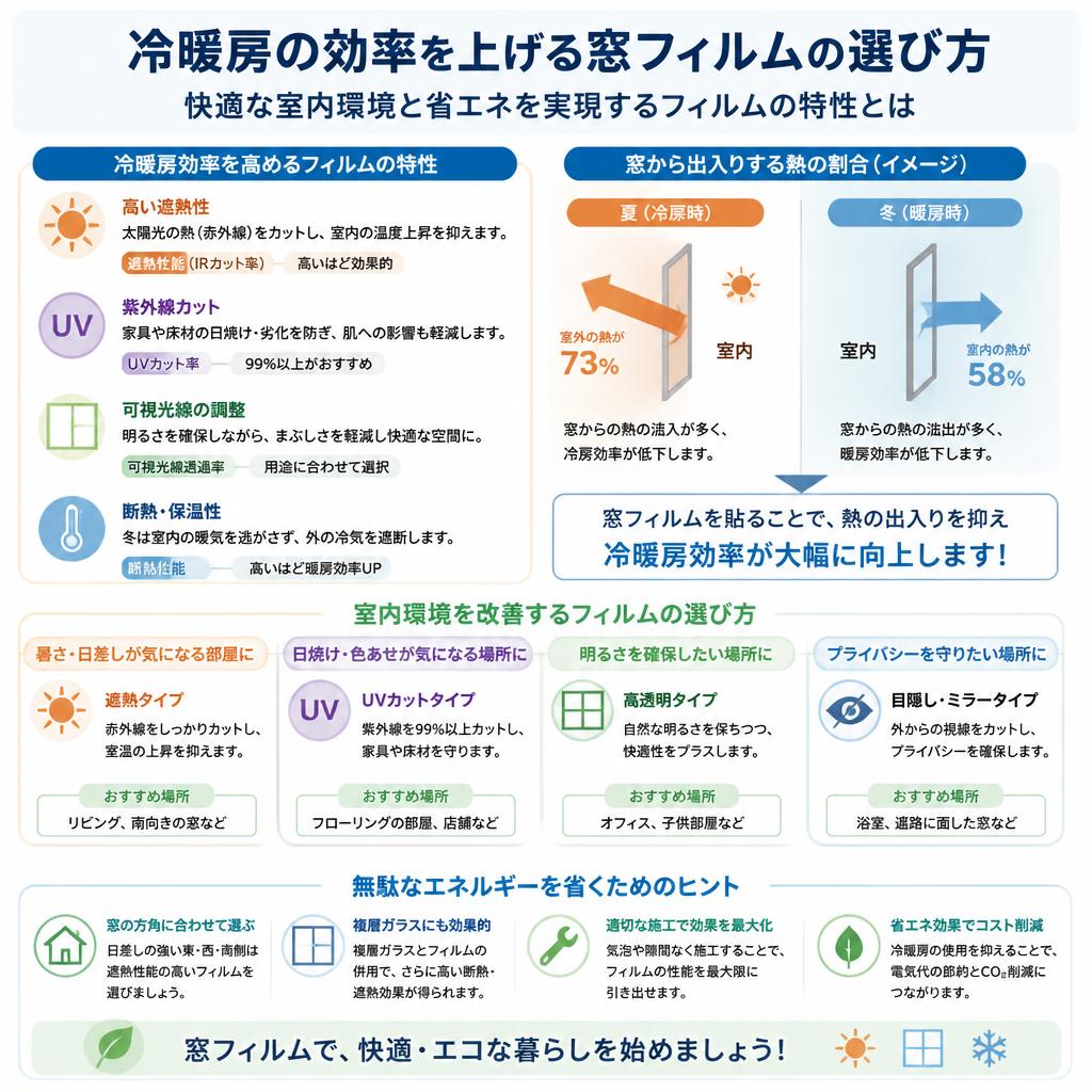 3. 冷暖房効率を最大化するフィルムの選び方