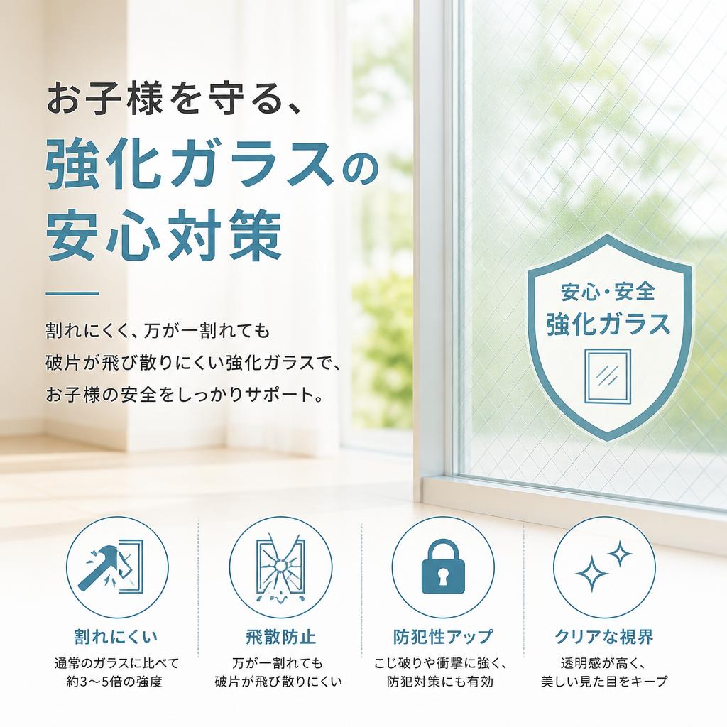 お子様を守る、強化ガラスの安心対策