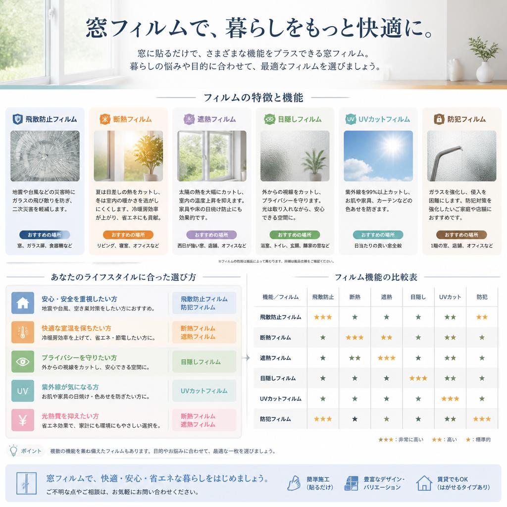 選べるフィルムの種類と機能